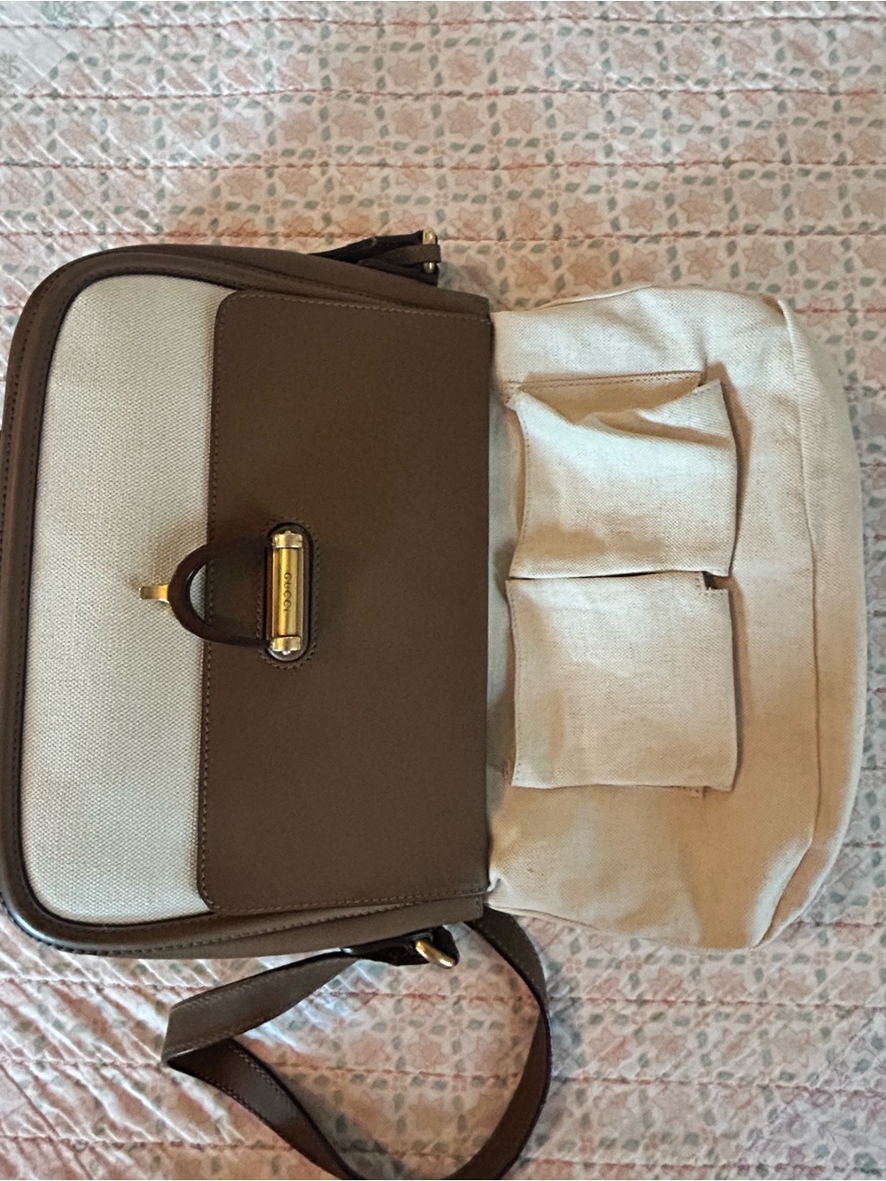 Gucci Derby Shoulder Bag in Cream Canvas and Brown Leather trim - Picture 15 of 17